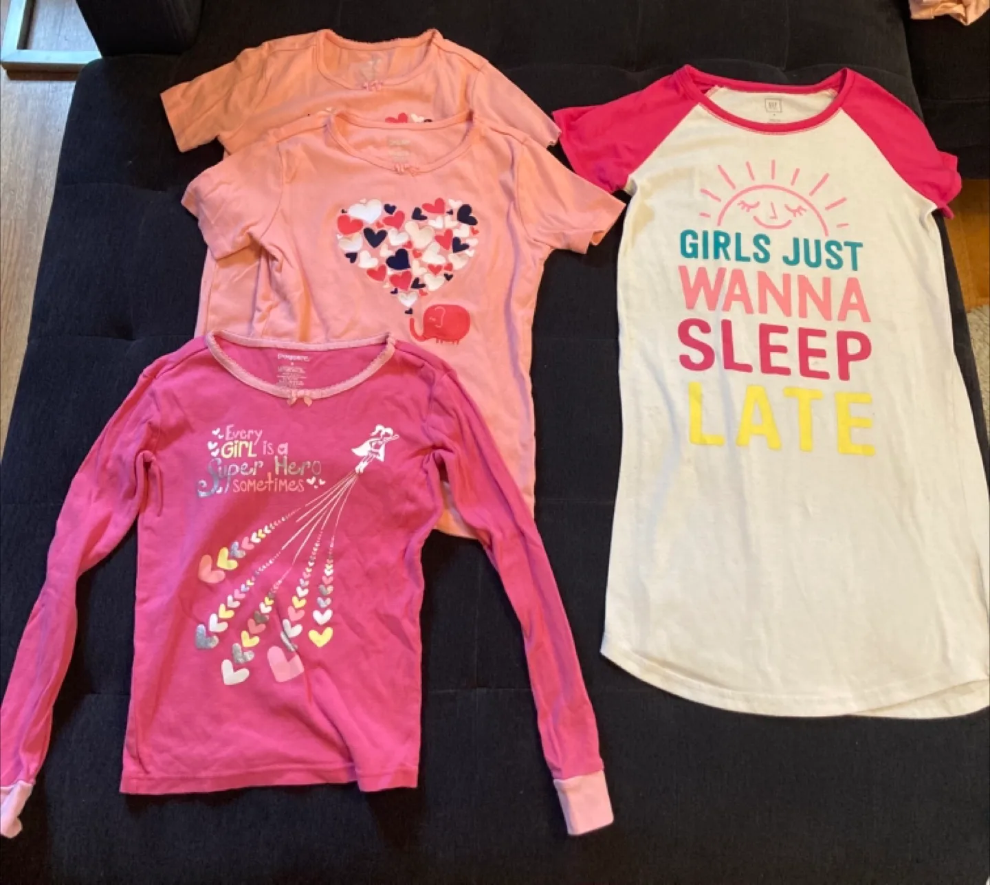 Girls age 8-10 summer pajamas and pj tops bundle image indicator(2)