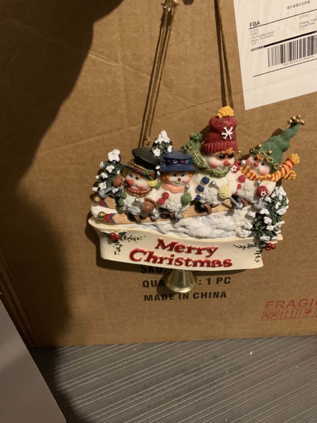 Adorable Snowman Christmas Bell hanging decoration - photo 4