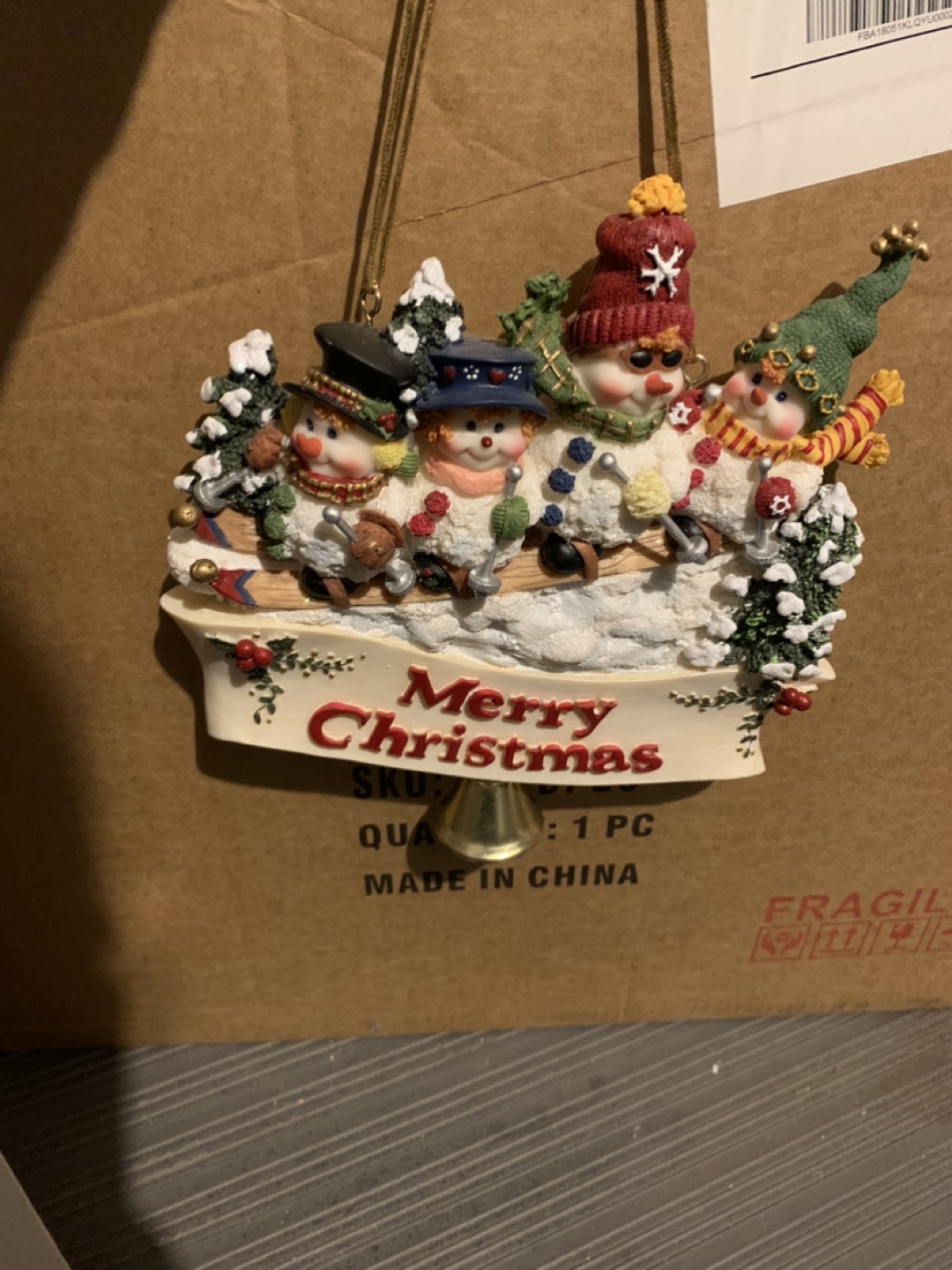 Adorable Snowman Christmas Bell hanging decoration