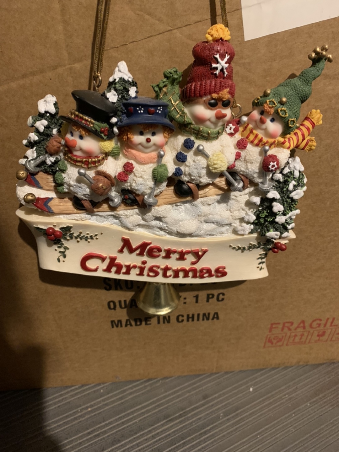 Adorable Snowman Christmas Bell hanging decoration - photo 3
