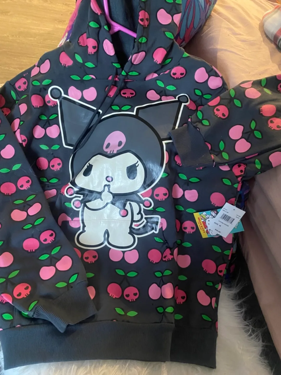 Kuromi Cherry Hoodie Sz M Hello Kitty and Friends thumbnail