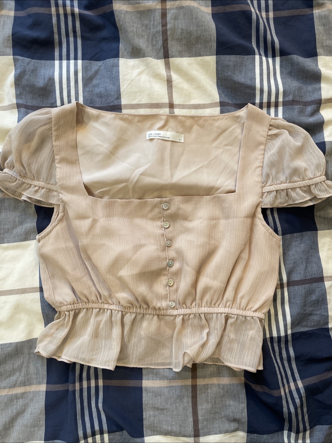 Oak + Fort Button-Up Crop Top