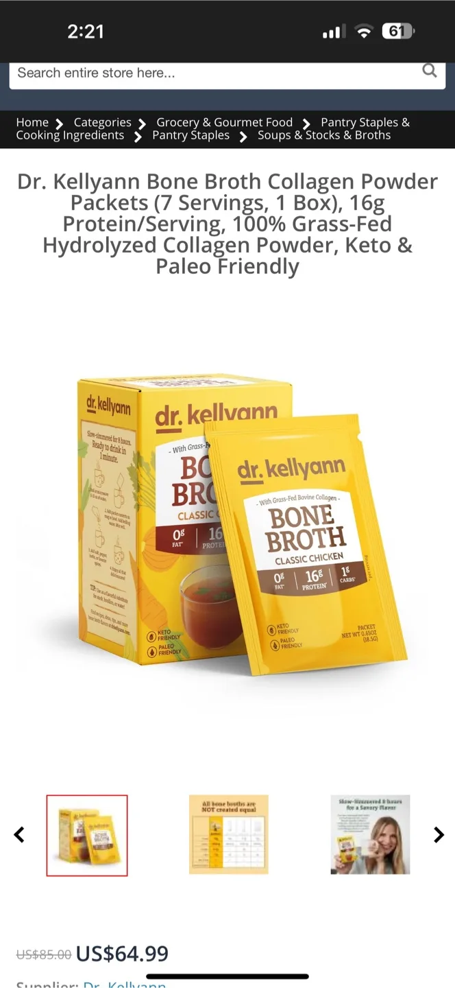 Dr. Kellyann Bone Broth Collagen Powder Packets (7 Servings) image indicator(2)