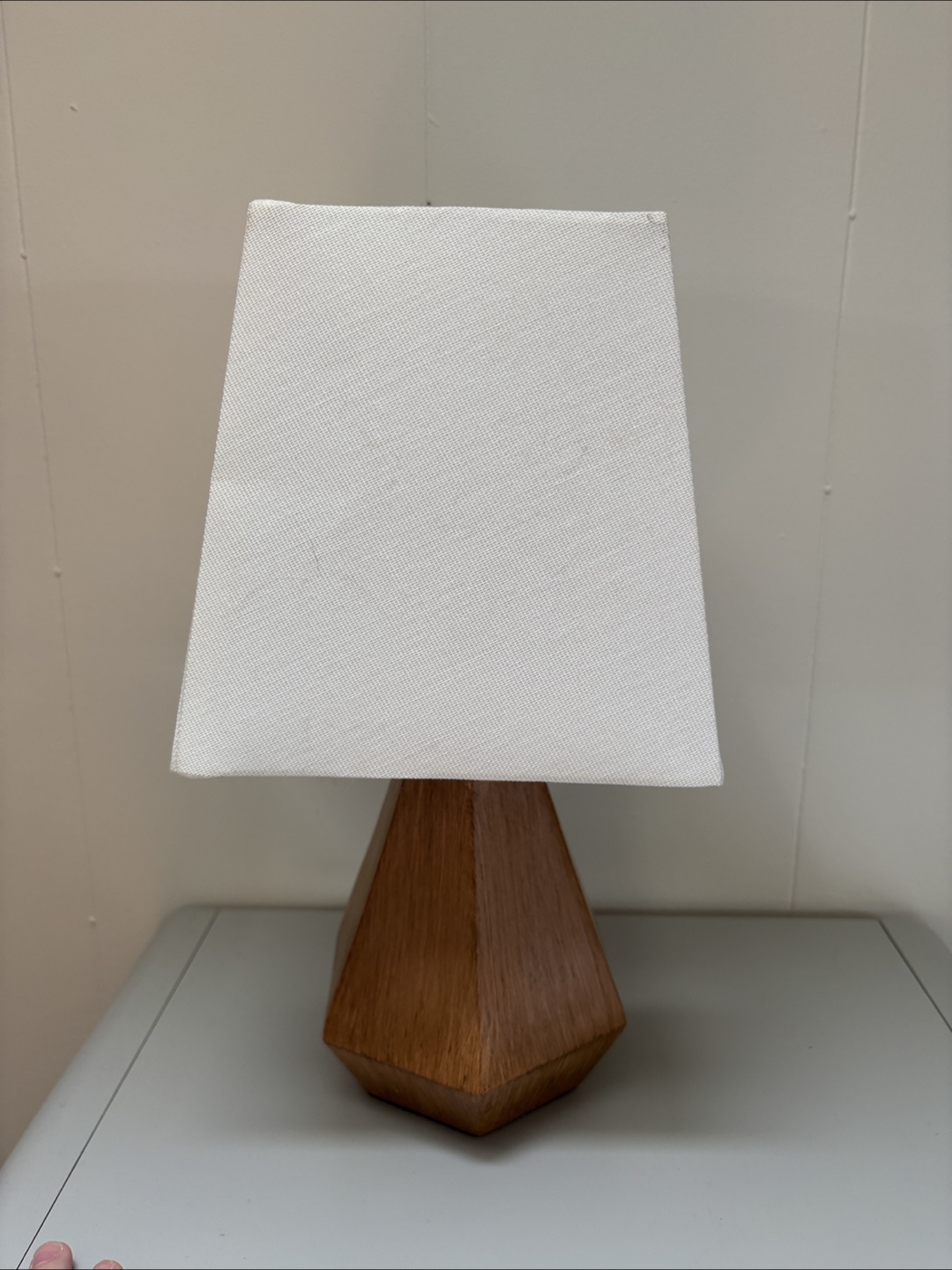 Mid-Century Modern Wooden Table Lamp with White Shade - photo 2