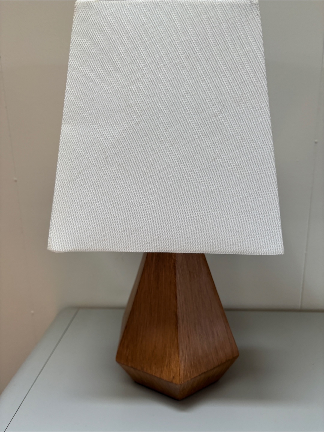 Mid-Century Modern Wooden Table Lamp with White Shade