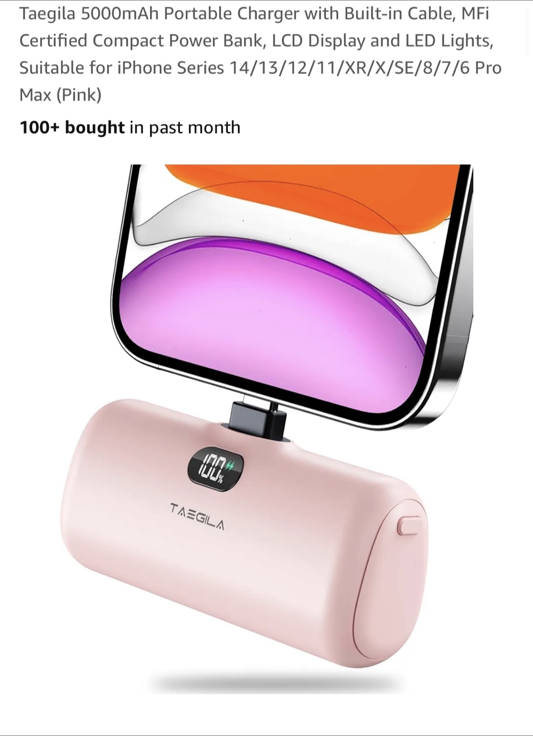 NEW iPhone Pink Powerbank, Lightning only, SE, 12, 13, 14 etc.