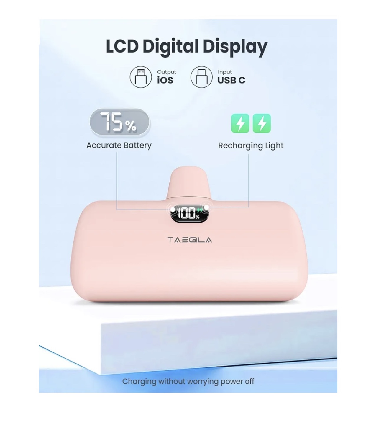 NEW iPhone Pink Powerbank, Lightning only, SE, 12, 13, 14 etc. - photo 3