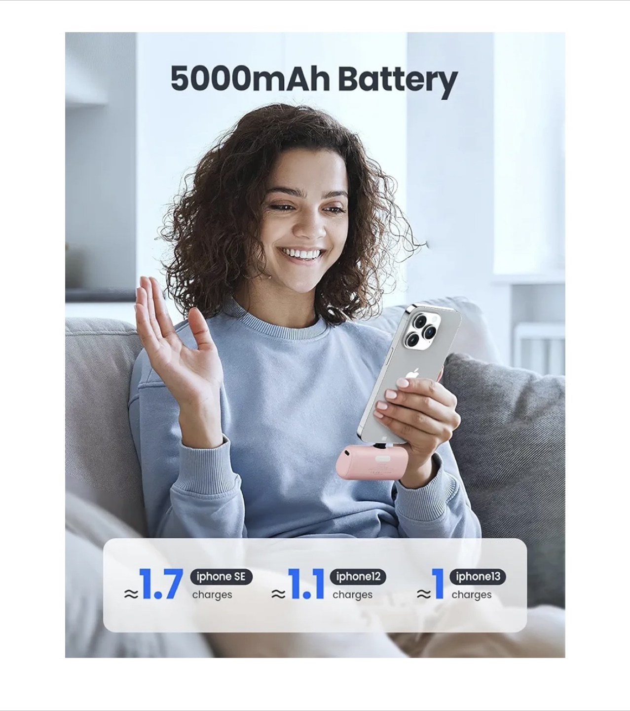 NEW iPhone Pink Powerbank, Lightning only, SE, 12, 13, 14 etc. - photo 2