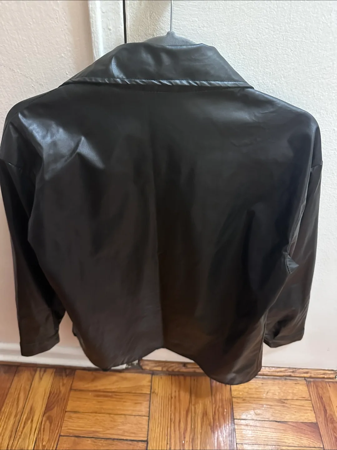 Black Faux Leather Button-Down Shirt - Size Medium image indicator(2)