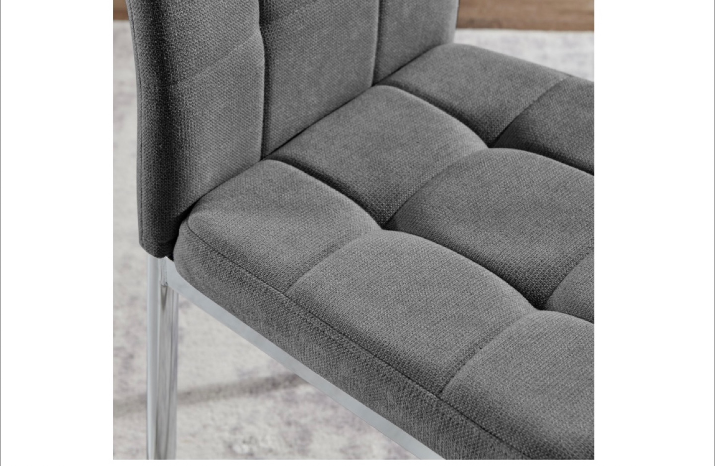 Paloma 2x Grey Fabric Silver Legs Dining Chairs - photo 4