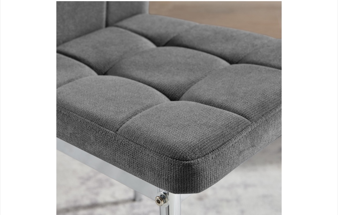 Paloma 2x Grey Fabric Silver Legs Dining Chairs - photo 3