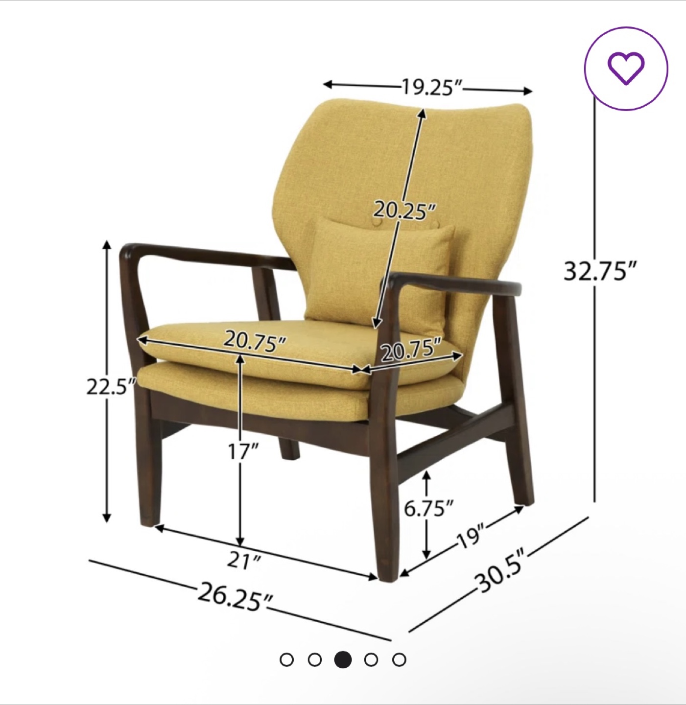 Union Rustic Accent Chair - Mustard Yellow - photo 2