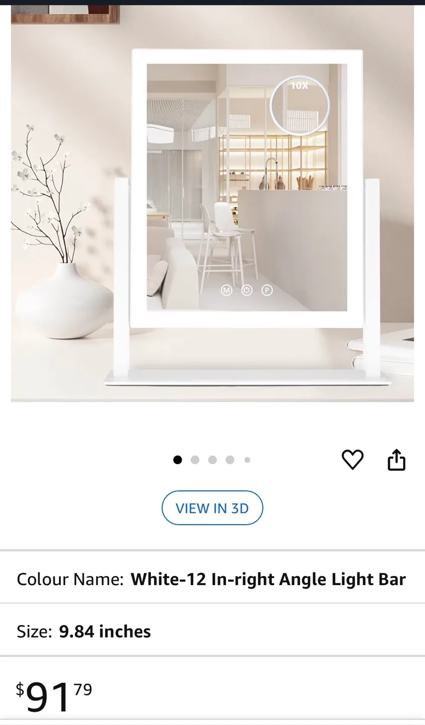 White LED Vanity Mirror with 10x Magnification thumbnail