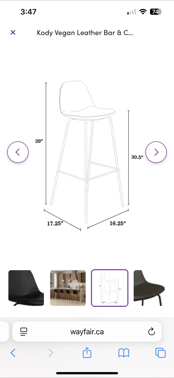 Kody Vegan Leather Bar & Counter Stools (Set of 2) - photo 2