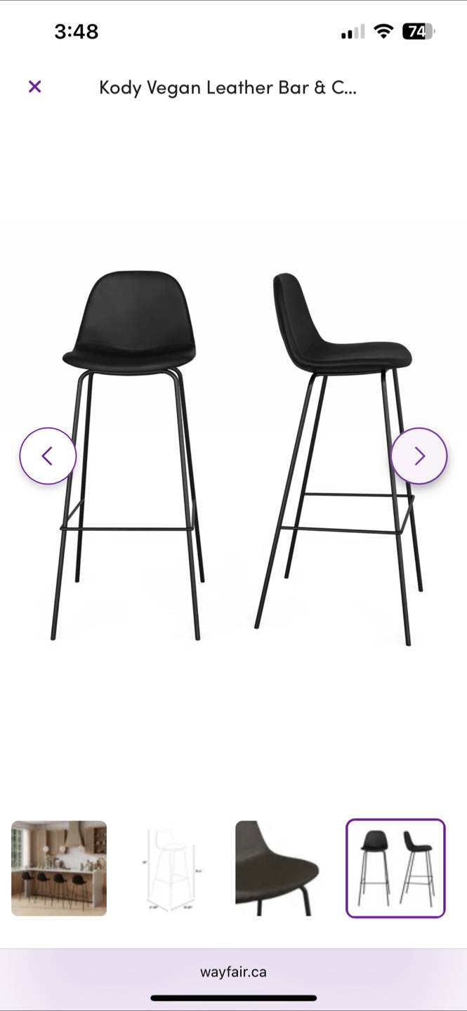 Kody Vegan Leather Bar & Counter Stools (Set of 2)