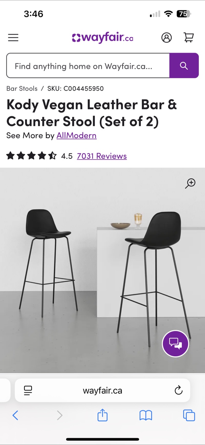Kody Vegan Leather Bar & Counter Stools (Set of 2) - photo 3