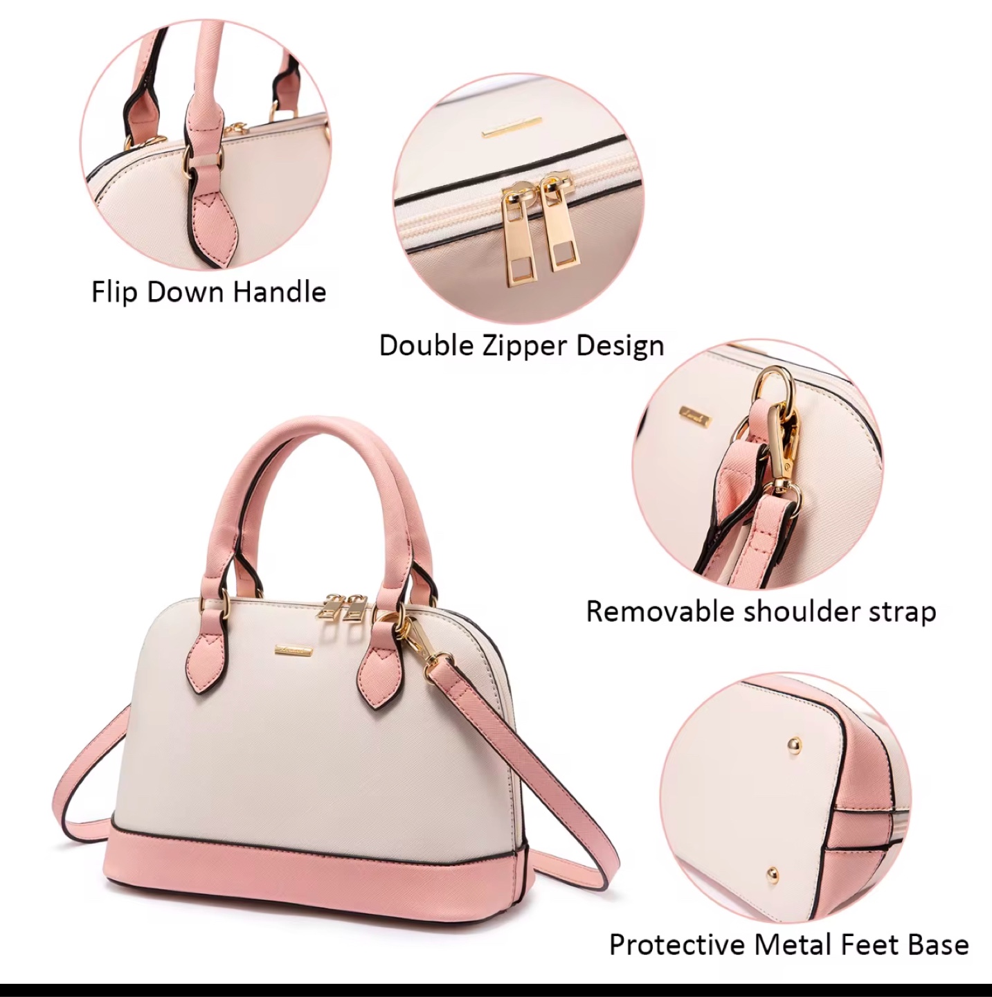 Lovely Two-Tone Dome Satchel Handbag - photo 2