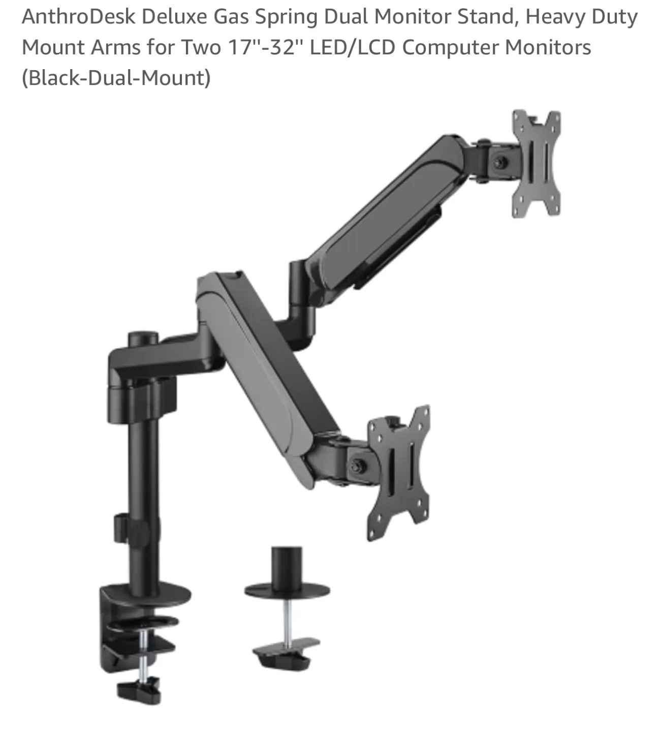 AnthroDesk Deluxe Gas Spring Dual Monitor Mount Arms thumbnail