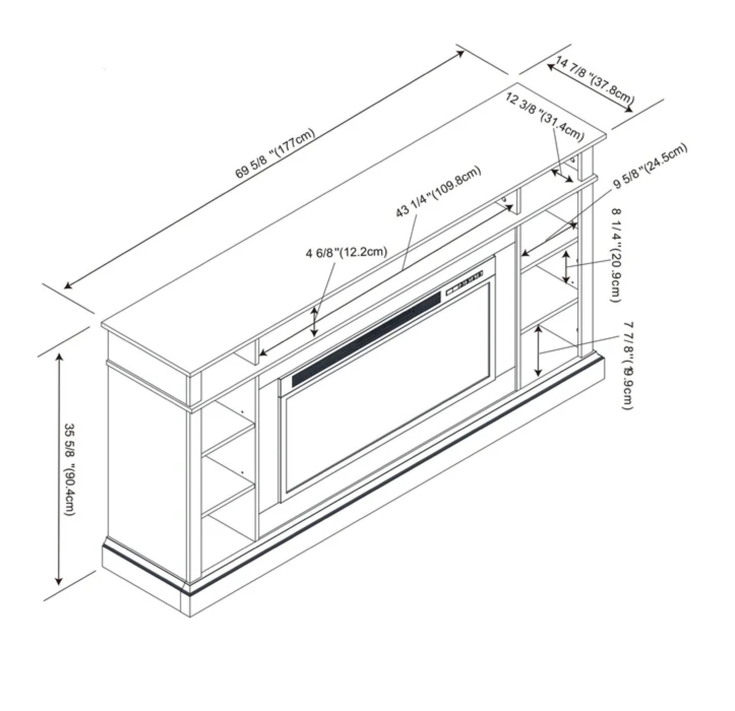 Electric Fireplace TV Stand with Shelves - photo 2