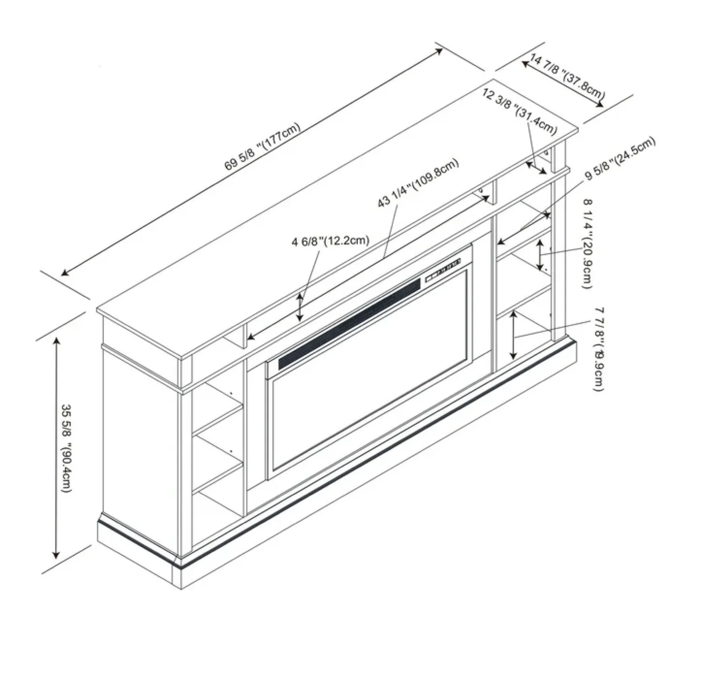 Electric Fireplace TV Stand with Shelves image indicator(2)