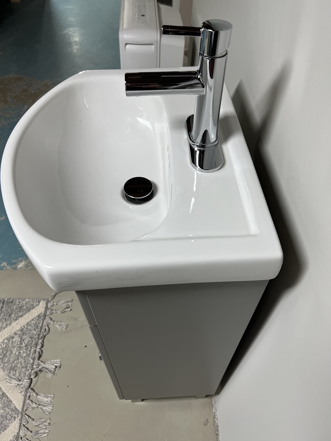 Grey Bathroom Vanity with White Sink and Chrome Faucet - photo 4