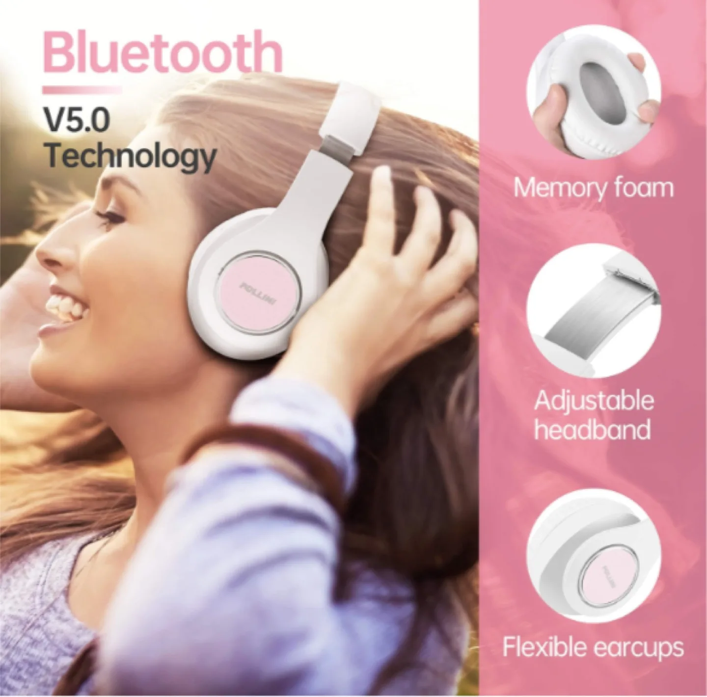 Pollini Wireless Headphones - White thumbnail