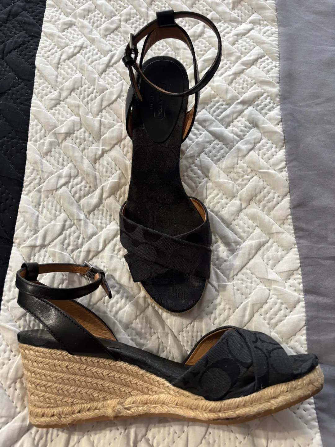 Coach Black Wedge Sandals thumbnail