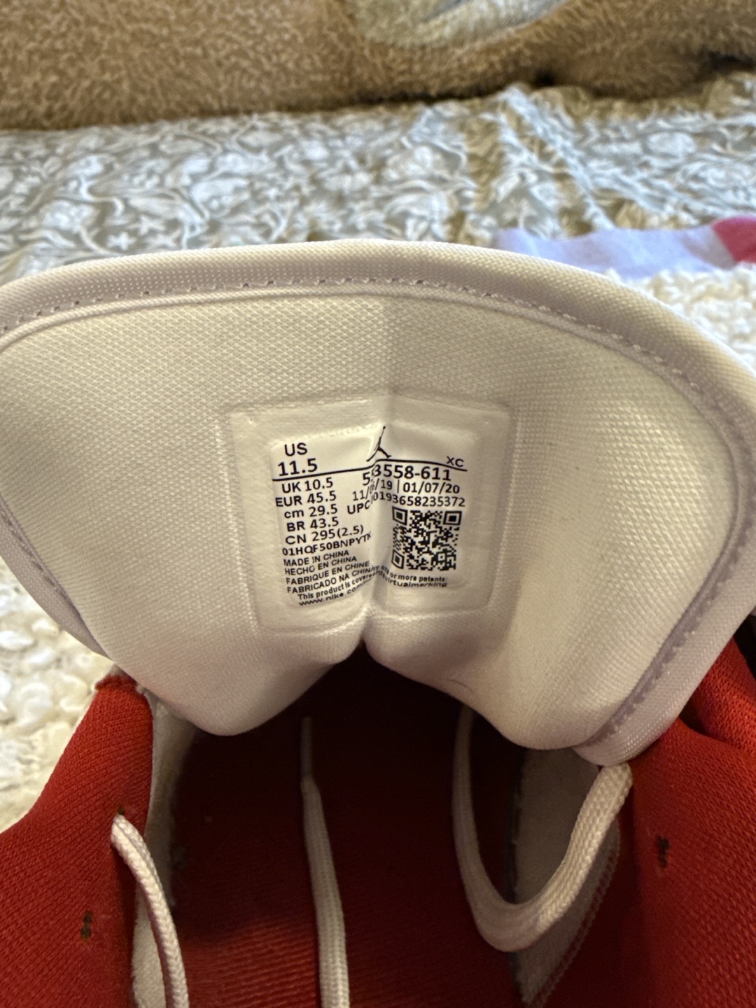 Nike Air Jordan 1 Low Red White Men's Shoes Size 11.5 - photo 3