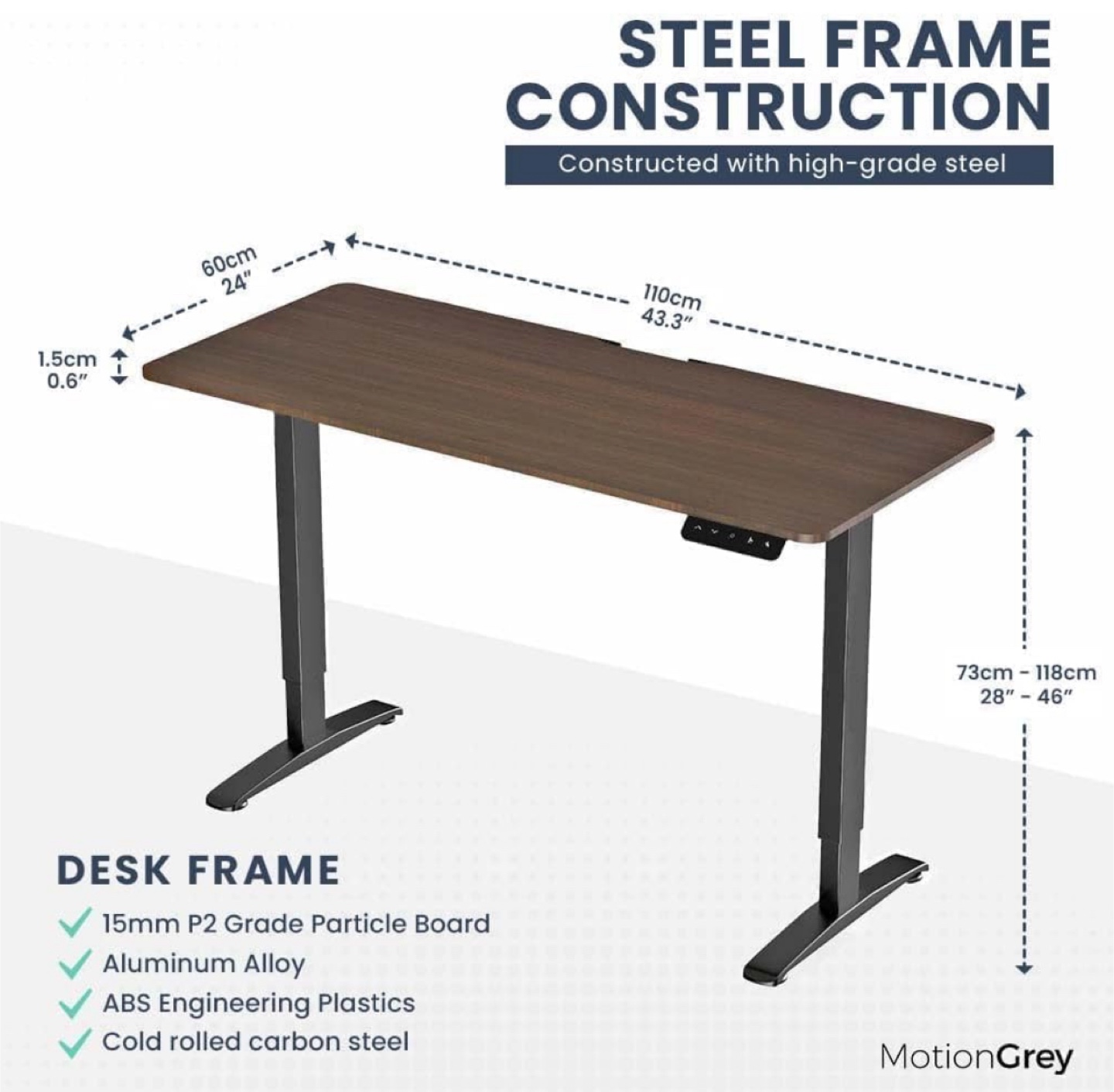 MotionGrey - Electric Motor Height Adjustable Standing Desk - photo 4
