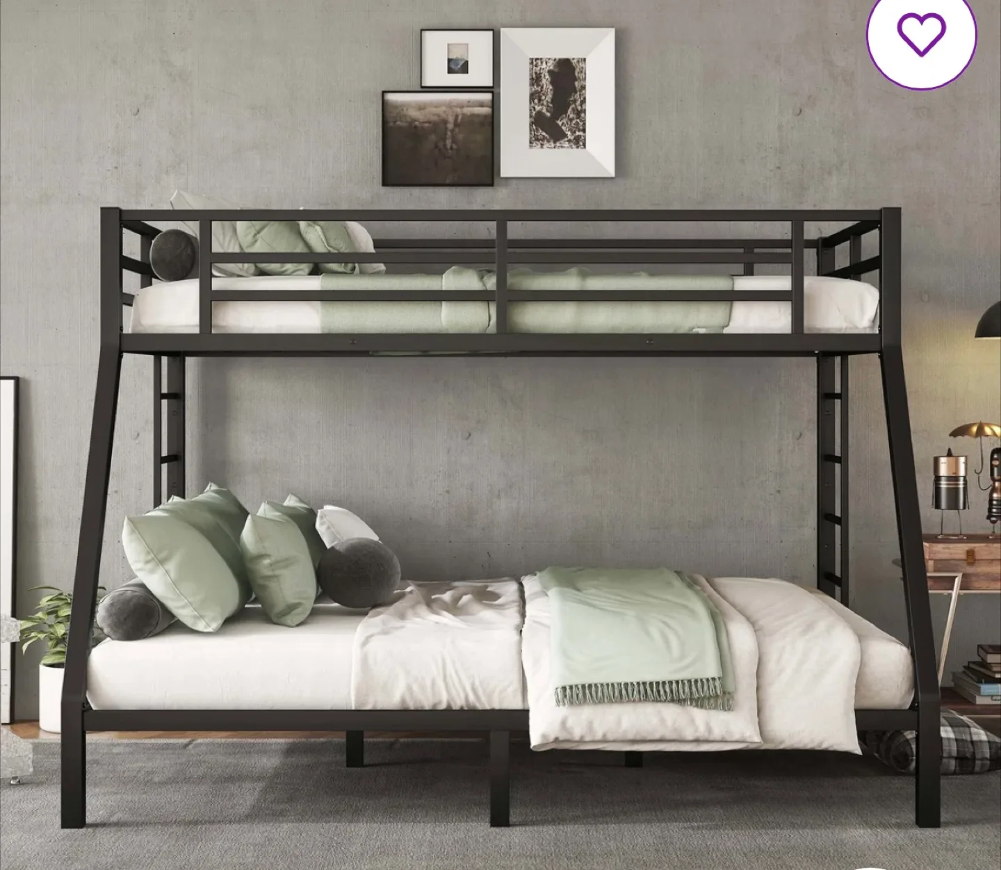 Twin over Full Metal Bunk Bed Frame - Black image indicator(5)