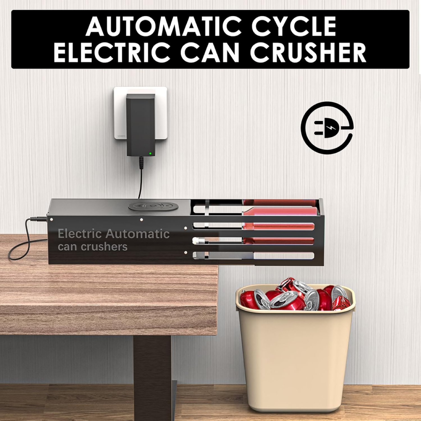YOTAN Electric Automatic Can Crusher - Wall Mounted Recycling - photo 4