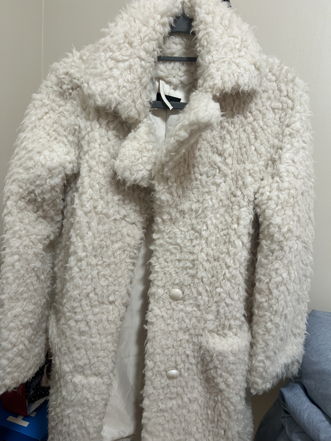 Topshop Cream Teddy Coat - Size 4