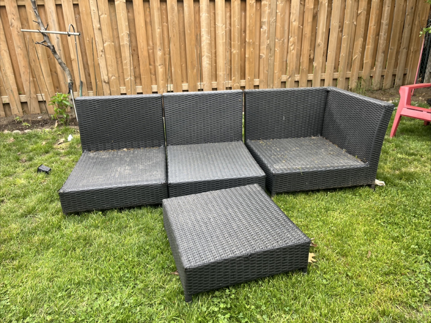 4-Piece Outdoor Wicker Sectional Sofa Set with Coffee Table