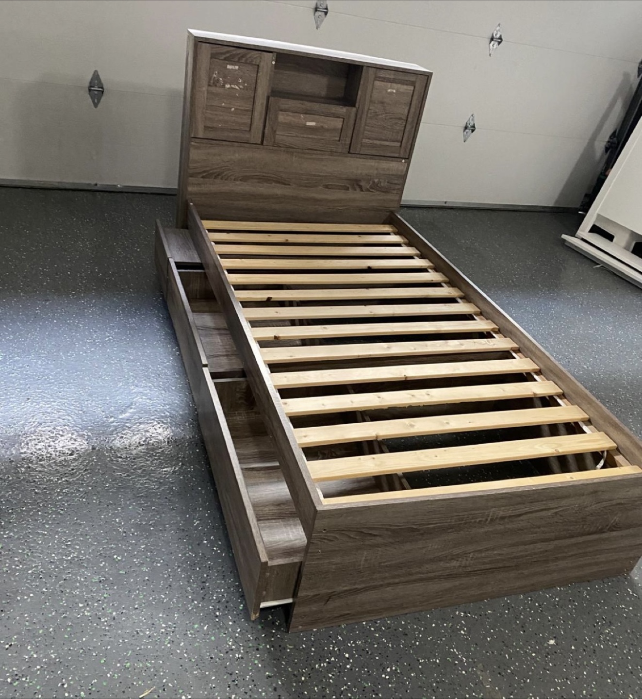 Twin-size Storage Bed Frame with Headboard
