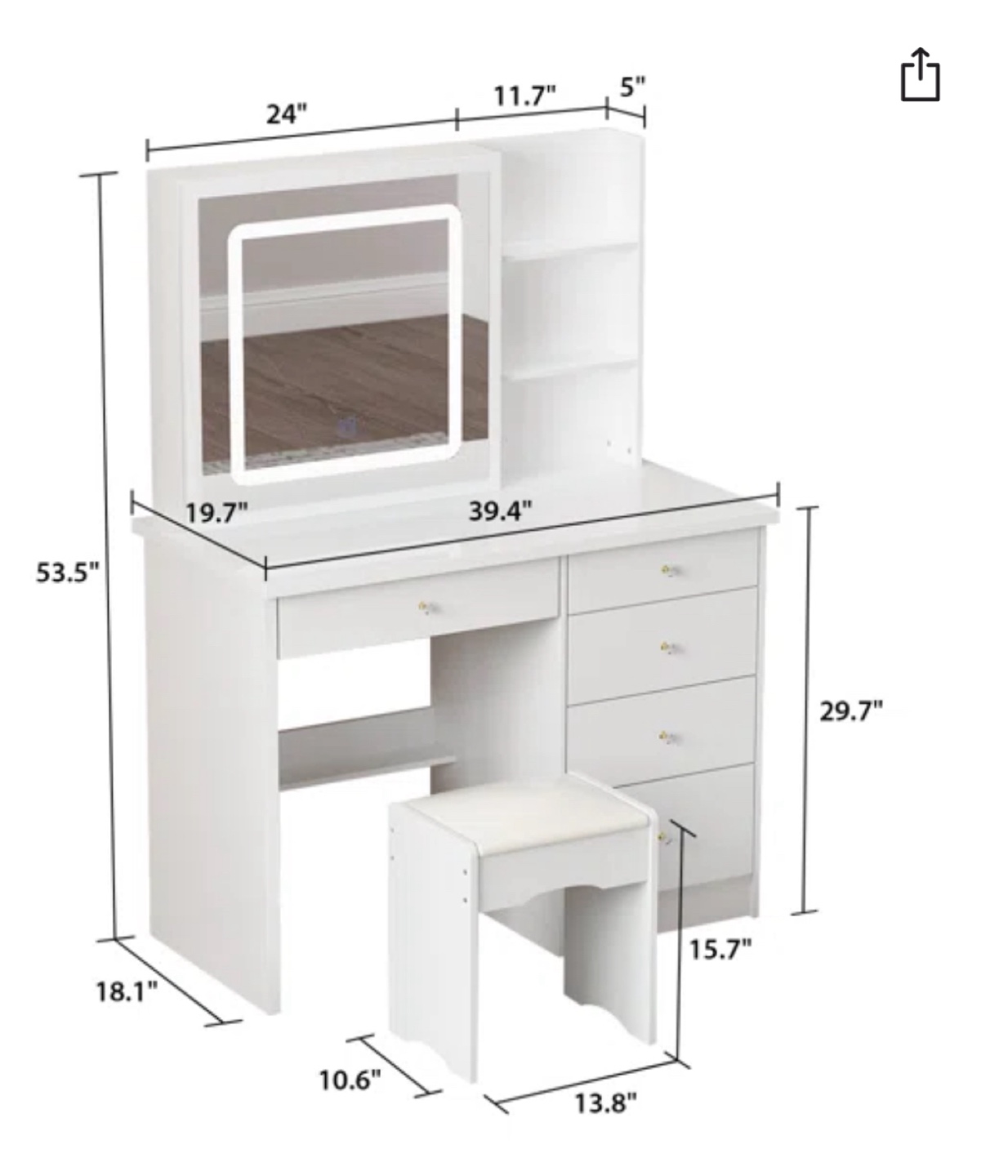 White Vanity Set with LED Mirror - photo 2
