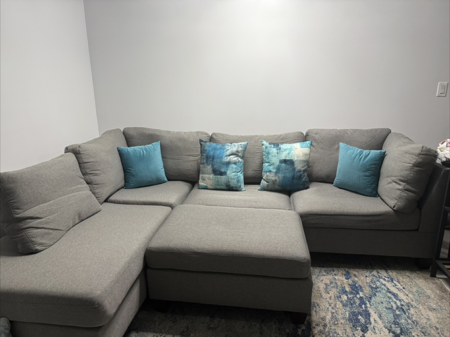 Gray Sectional Sofa with Ottoman