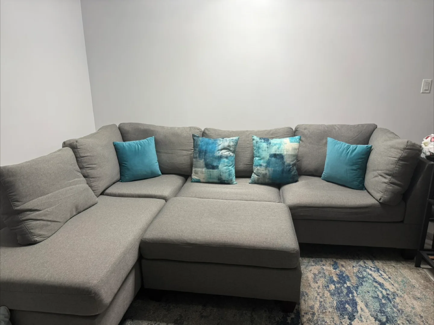 Gray Sectional Sofa with Ottoman thumbnail