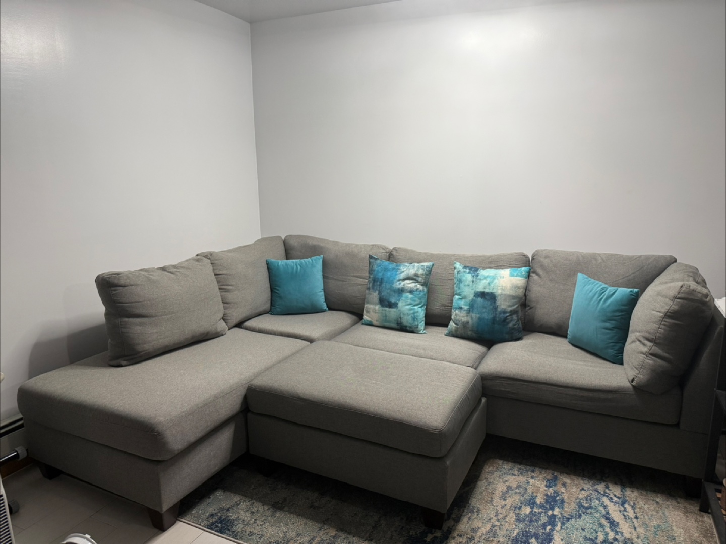 Gray Sectional Sofa with Ottoman - photo 2