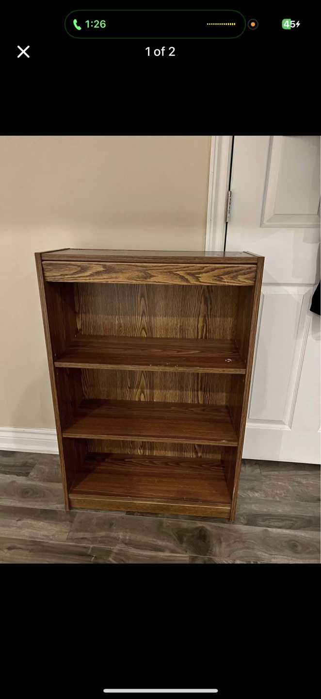 Wooden 3-shelf bookcase