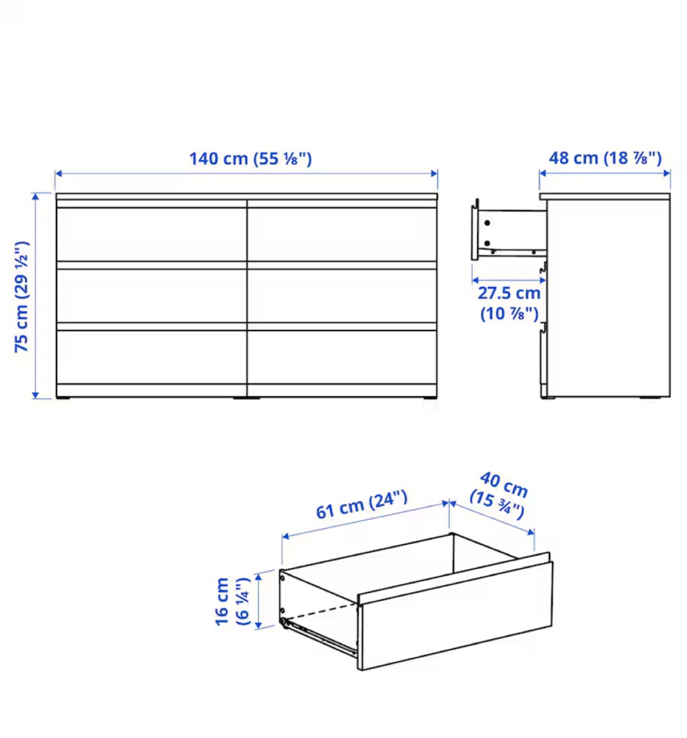 IKEA MALM 6-drawer dresser - Black-brown - photo 2