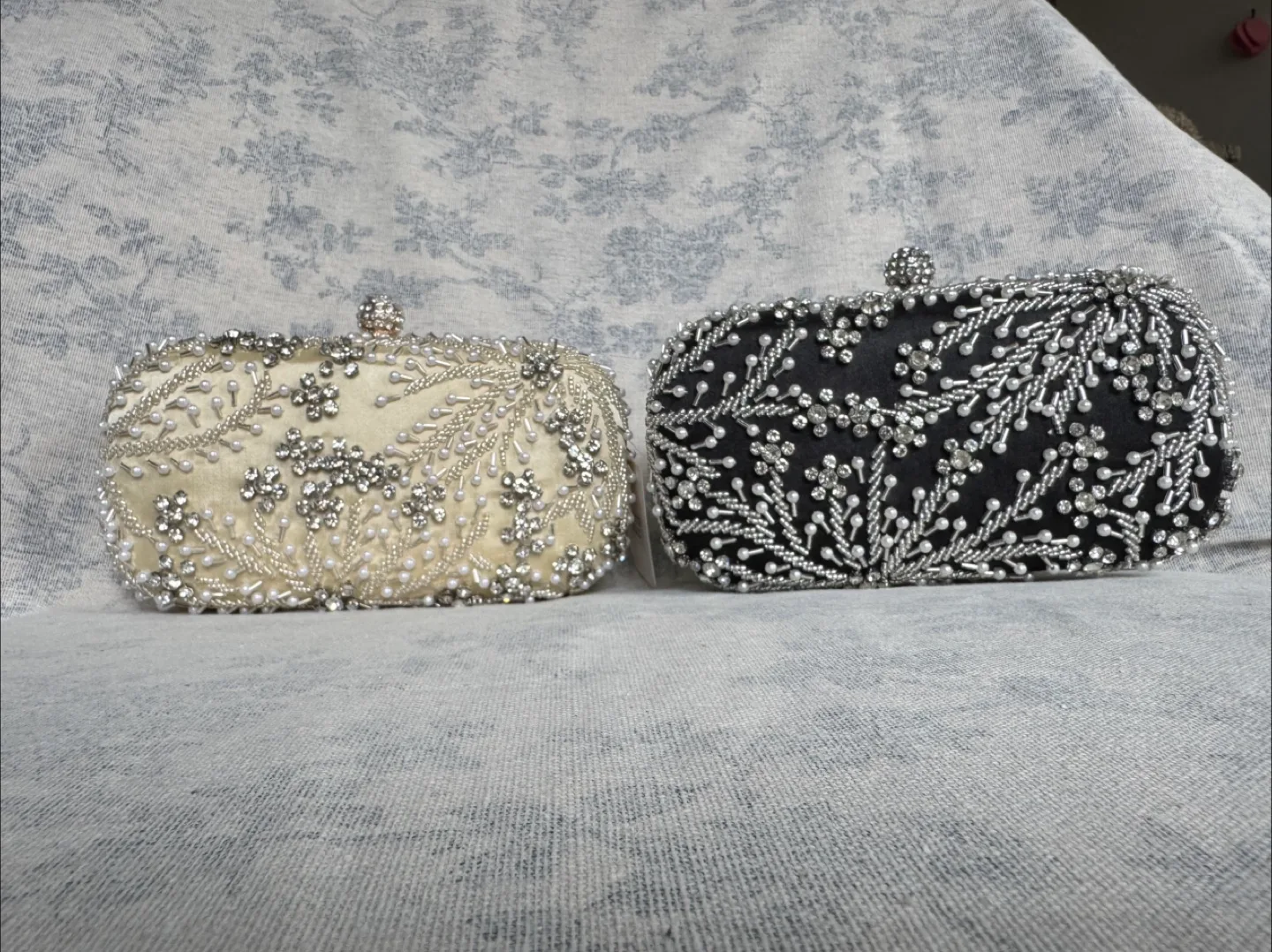 Elegant Beaded Evening Clutch - Black, Ivory, or Black with Rose image indicator(5)