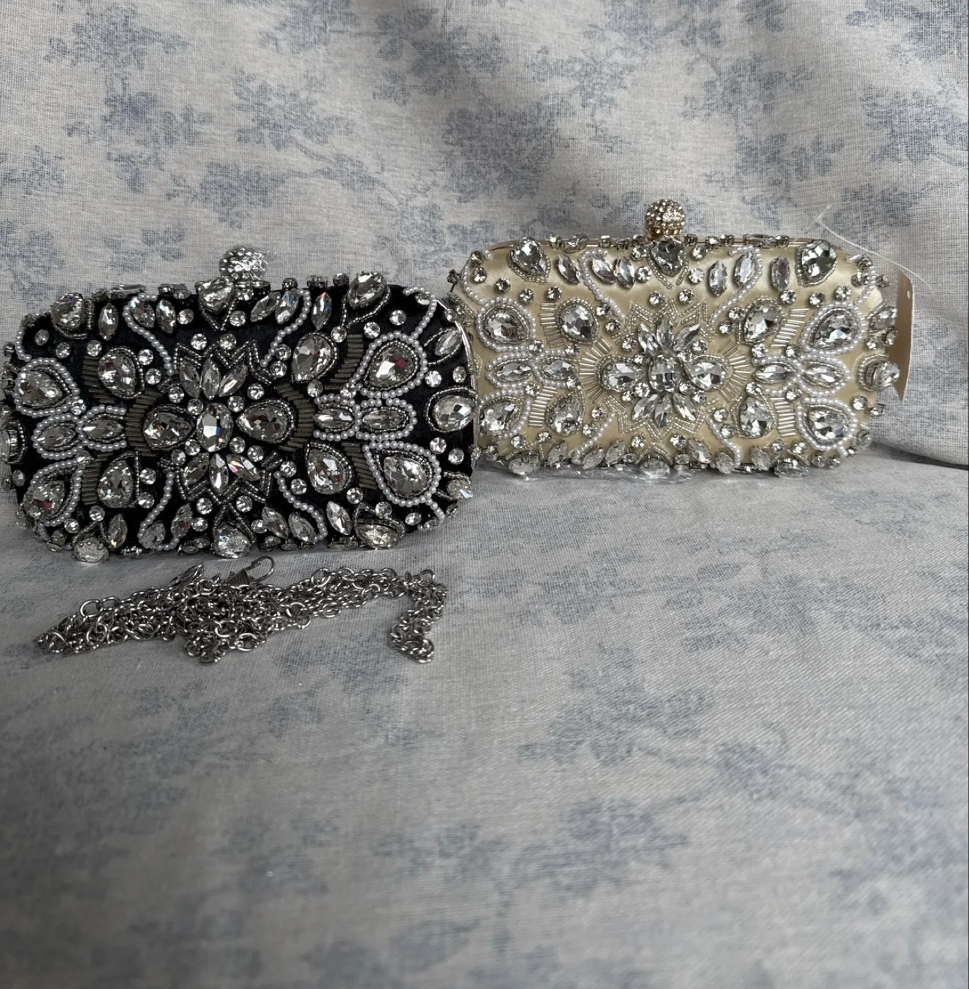 Elegant Beaded Evening Clutch - Black, Ivory, or Black with Rose image indicator(4)