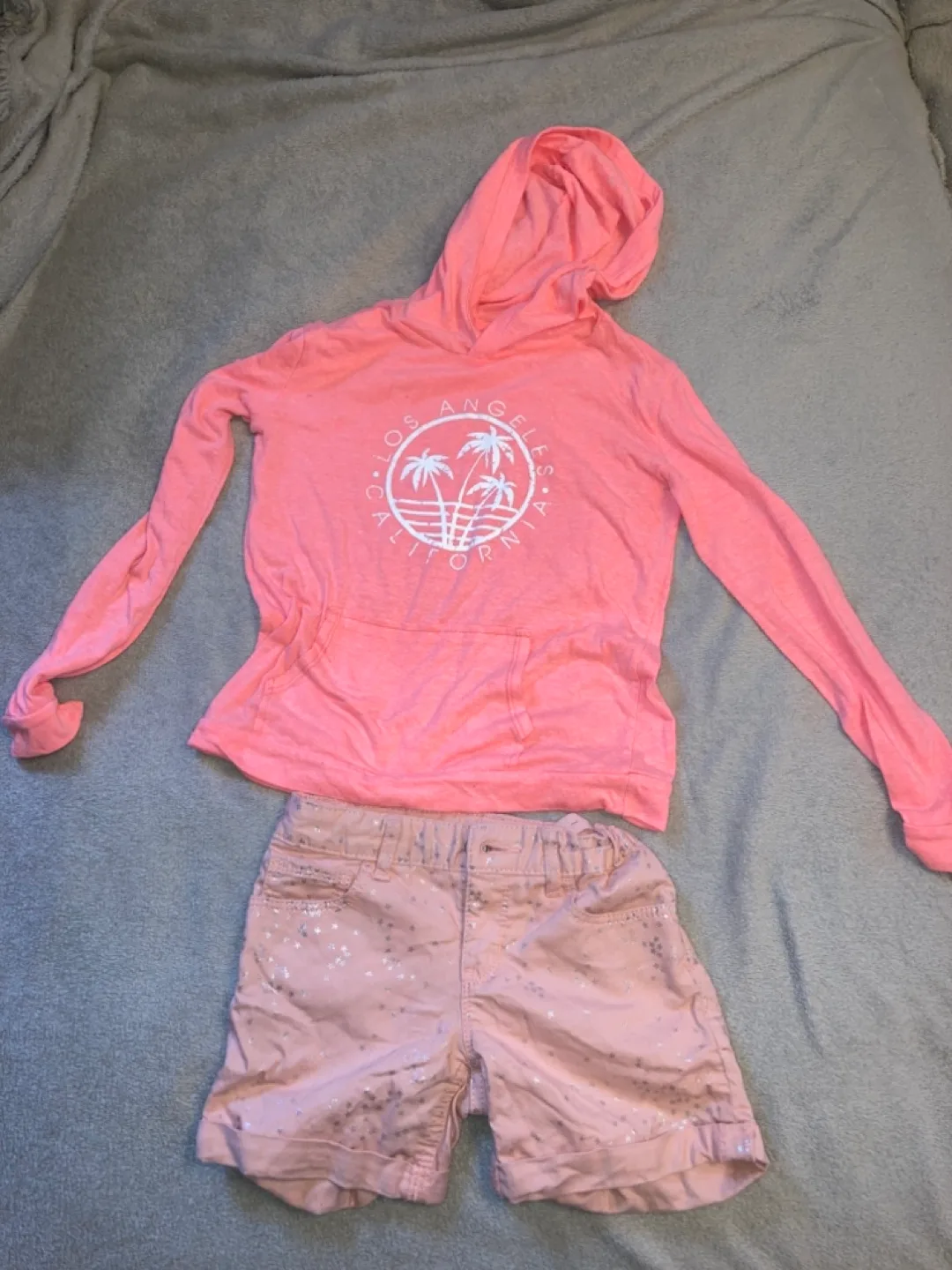 Girls Pink Hoodie and Shorts Set thumbnail