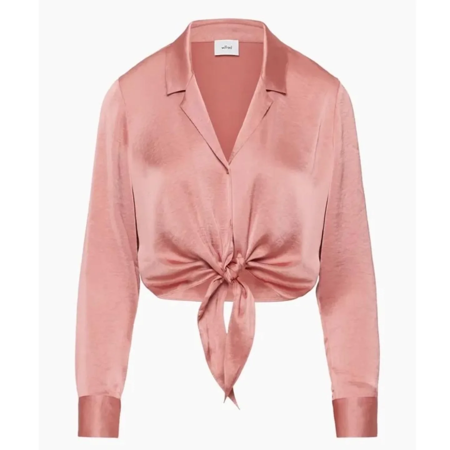 Aritzia Wilfred Satin Tie Front Blouse thumbnail