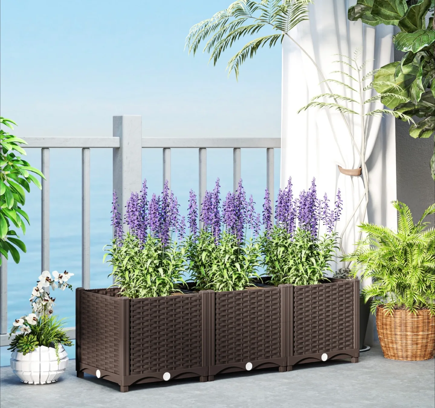 4 x 1 x 1 ft. RAISED GARDEN BED PLASTIC PLANTER BOX thumbnail