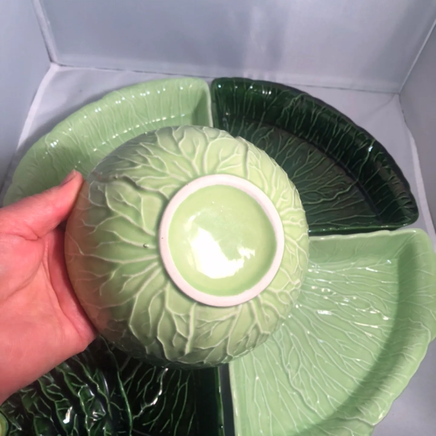 Vintage Cabbage Serving Bowl and Divided Platter image indicator(4)