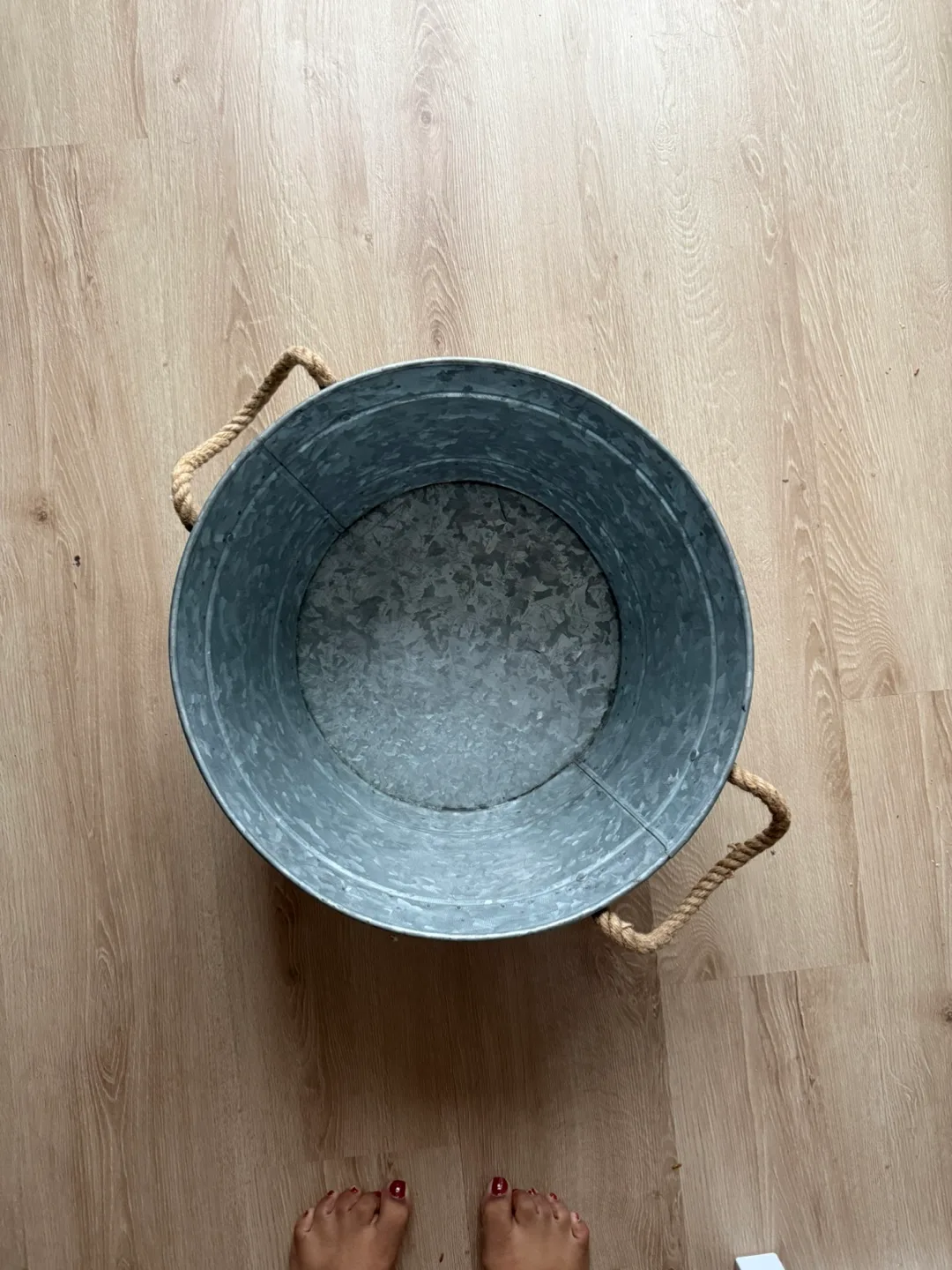 Large Metal container with Rope Handles thumbnail