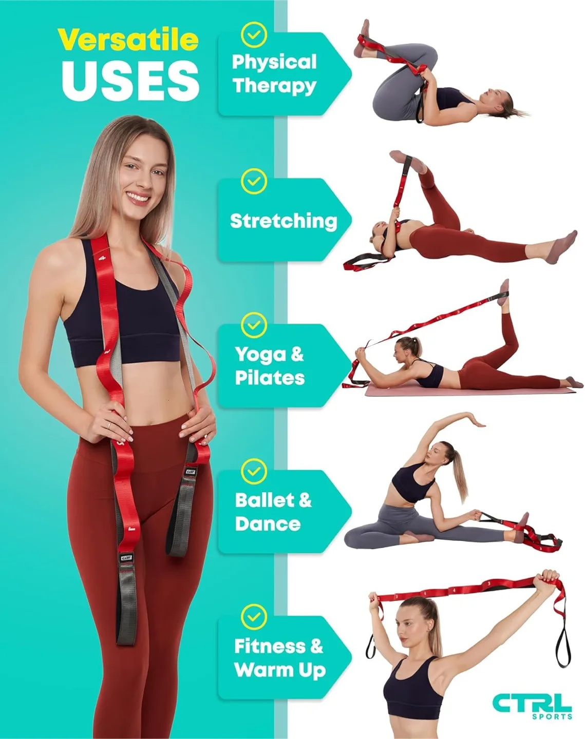 Stretching & Fitness Set (12 Loops 2 Straps,Accessories) image indicator(3)