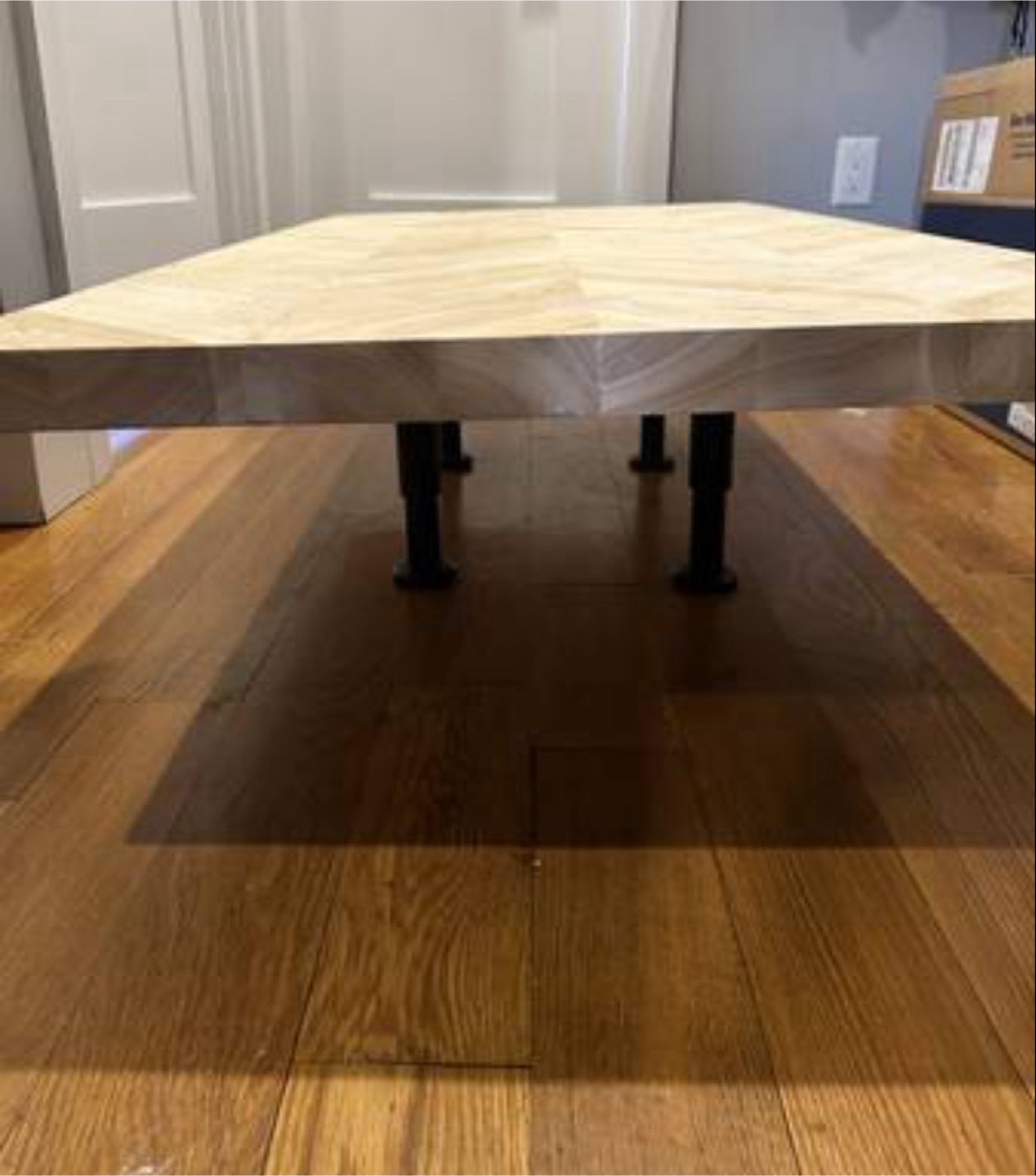 Low Wood Coffee Table with Herringbone Top