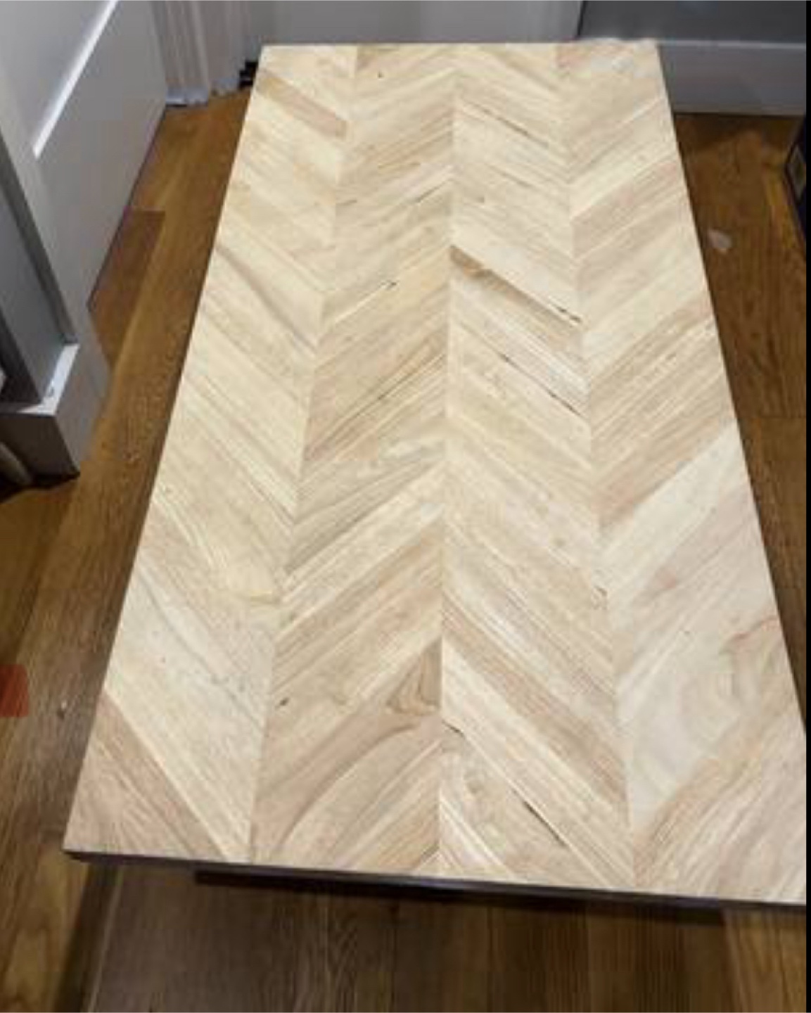 Low Wood Coffee Table with Herringbone Top - photo 2
